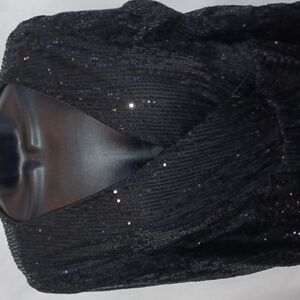 Giffniseti Glittering Sequin Black Long Sleeve Dress, Sz XL, 21" PTP